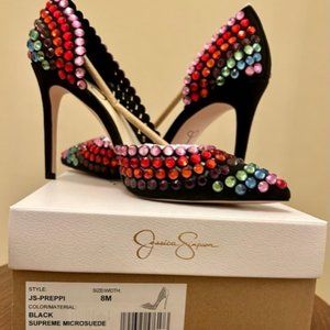 NEW JESSICA SIMPSON Preppi Rainbow Jewel Embellished Pumps | Size 8